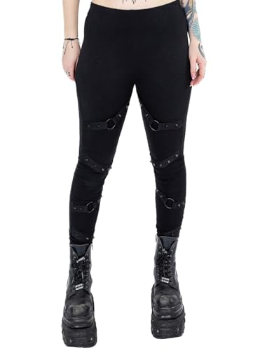 Vixxsin Leggings Raya Gothic Riemen Metal Schnallen Nieten Punk, Größe:L von Vixxsin