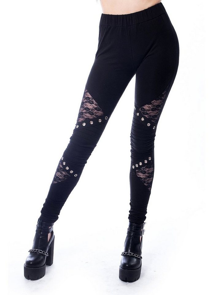 Vixxsin Leggings Rev Gothic Flower Lace Panel Nu Goth Mesh Netz Ösen von Vixxsin