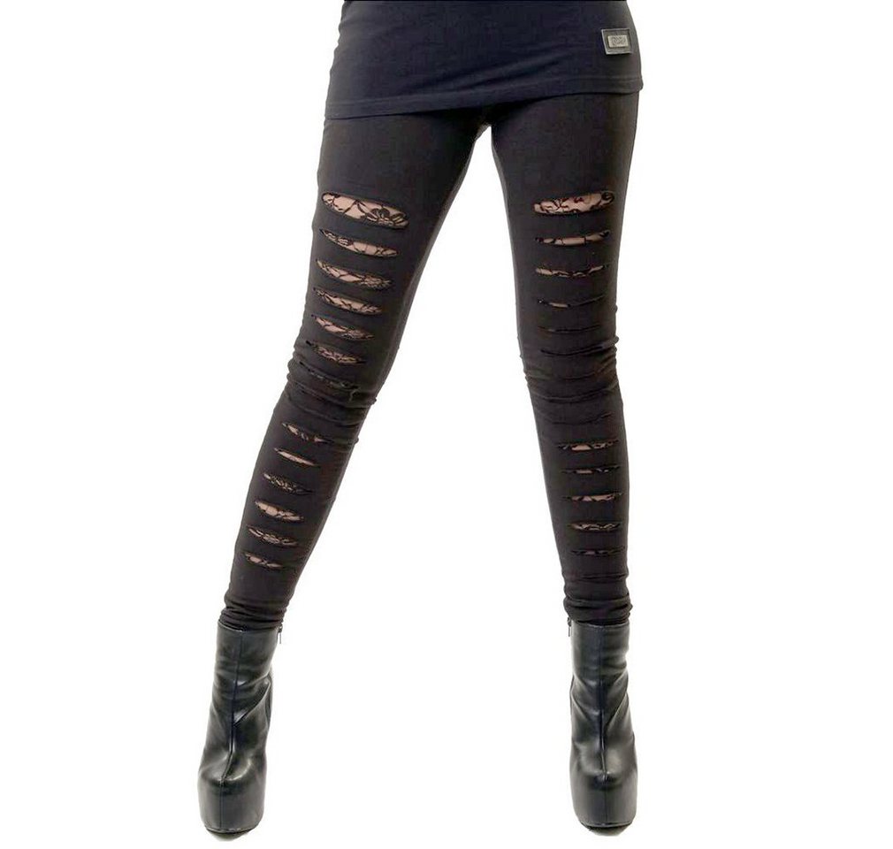 Vixxsin Leggings Slasher Gothic Lace Panel Nu Goth Distressed Mesh Netz von Vixxsin