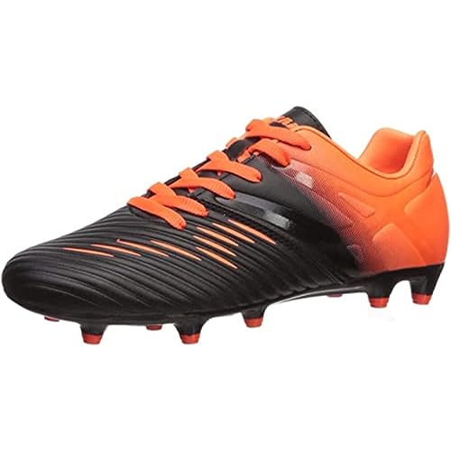 Vizari Liga FG Fussballschuhe Kinder - Stollenschuhe - Outdoor Fester Untergrund - Fußballschuhe für Jungen & Mädchen - Schwarz, Orange - Größe 25,5 von Vizari