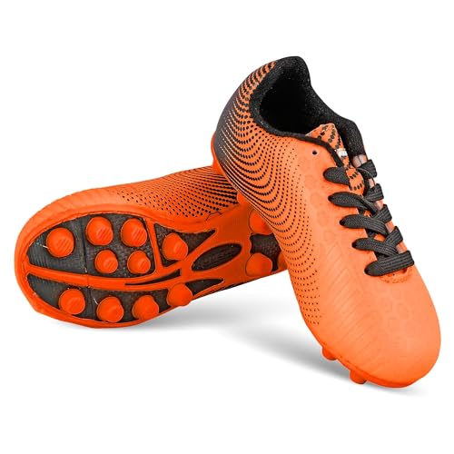 Vizari Stealth FG Fussballschuhe Kinder - Stollenschuhe Outdoor Fußballschuhe für Jungen & Mädchen - Orange, Schwarz - Größe 25,5 von Vizari