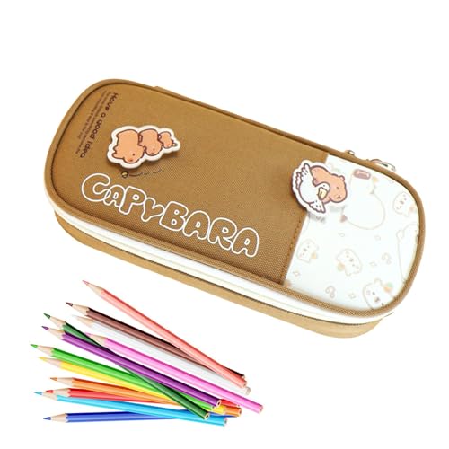 Vllold Capybara Federmäppchen | Capybara Schul-Federmäppchen Organizer, großes Fassungsvermögen, Markertasche, Schreibtisch-Organizer, ästhetisches Federmäppchen für Anspitzer, Haftnotizen, dark Vllold Capybara Federmäppchen | Capybara Schul-Federmäppchen Organizer, großes Fassungsvermögen, Markertasche, Schreibtisch-Organizer, ästhetisches Federmäppchen für Anspitzer, Haftnotizen, dark von Vllold