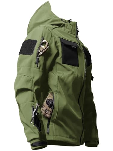 VoLIta Taktische Softshell-Jacke für Herren, leicht, wasserabweisend, Frühling, Herbst, Windbreaker, Reißverschluss, Kapuzenmantel mit Taschen, Grün , XXL VoLIta Taktische Softshell-Jacke für Herren, leicht, wasserabweisend, Frühling, Herbst, Windbreaker, Reißverschluss, Kapuzenmantel mit Taschen, Grün , XXL von VoLIta