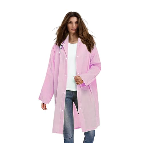 Voarge Eva Regenjacke Regenmantel für Erwachsene, für Damen und Herren Regenbekleidung Regencape Regenjacke Wasserdicht für Wandern Radfahren (L, Rosa) von Voarge