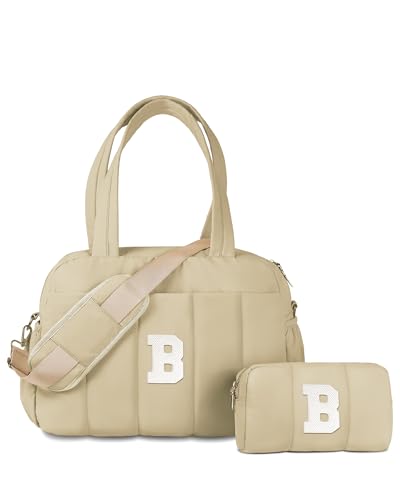 Vogewood Reisetasche, personalisierbar, Wochenendtasche, Übernachtungstasche für Damen, Reisetasche mit Make-up-Tasche, Geburtstagsgeschenke, CAMEL, B Vogewood Reisetasche, personalisierbar, Wochenendtasche, Übernachtungstasche für Damen, Reisetasche mit Make-up-Tasche, Geburtstagsgeschenke, CAMEL, B von Vogewood