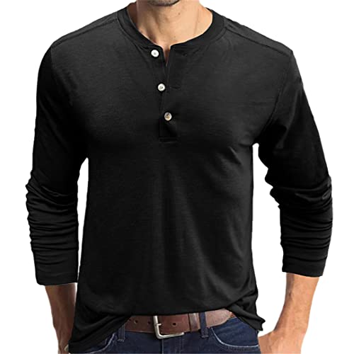 Vogrtcc Herren Langarm T-Shirt Casual Tops, Schwarz , XL von Vogrtcc