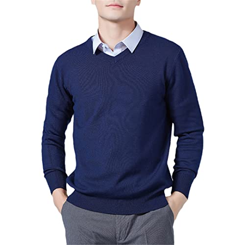 Vogrtcc Herren-Pullover, Kaschmir-Mischgewebe, Strickpullover, V-Ausschnitt, Wolle, Strickwaren, Pullover, V-Ausschnitt Dunkelblau, Large Vogrtcc Herren-Pullover, Kaschmir-Mischgewebe, Strickpullover, V-Ausschnitt, Wolle, Strickwaren, Pullover, V-Ausschnitt Dunkelblau, Large von Vogrtcc