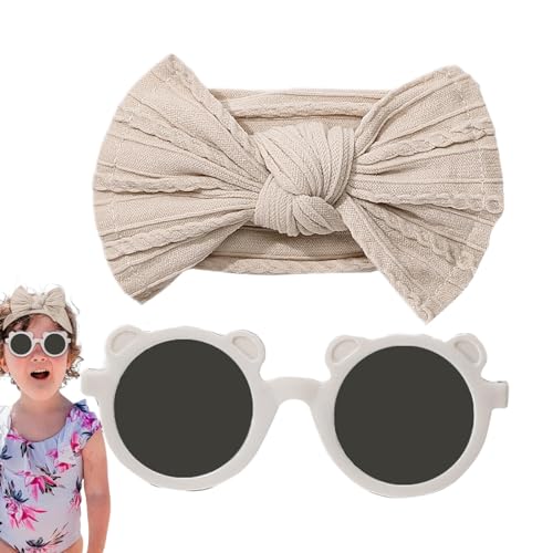 Voihamy Stirnbandschleifen für Babys, Neugeborenen-Stirnbandschleifen | Kinder-Brillen-Haarband-Sets - Weiche Nylon-Baby-Stirnbänder mit Sonnenbrille, Baby-Mädchen-Stirnbänder mit Schleife für von Voihamy