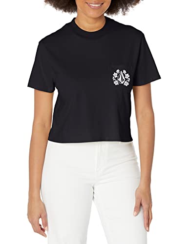 Volcom Damen Kurzärmliges Taschenuhr T-Shirt, Schwarz 8, Groß von Volcom