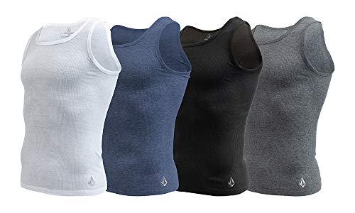 Volcom Herren Baumwolle Stretch Tank Top Unterhemden A Shirts, Weiß/Blau/Schwarz/Grau, Mittel von Volcom