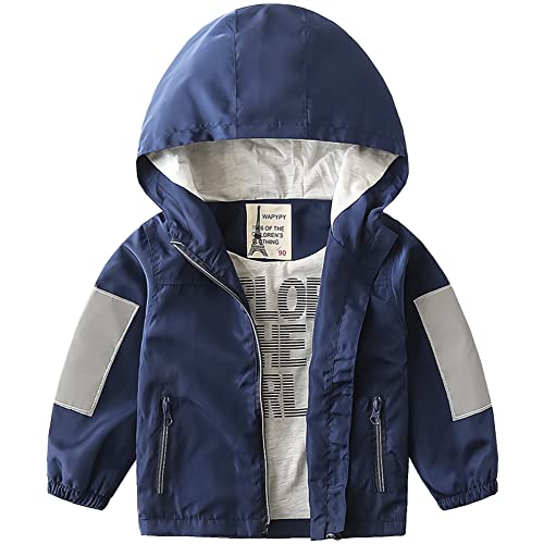 Baby Kapuzen Jackets, Jungen Langarm Winddicht Mantel Cartoon Aufdruck Jacken(Blau,3-4 Jahre/110) von Volunboy