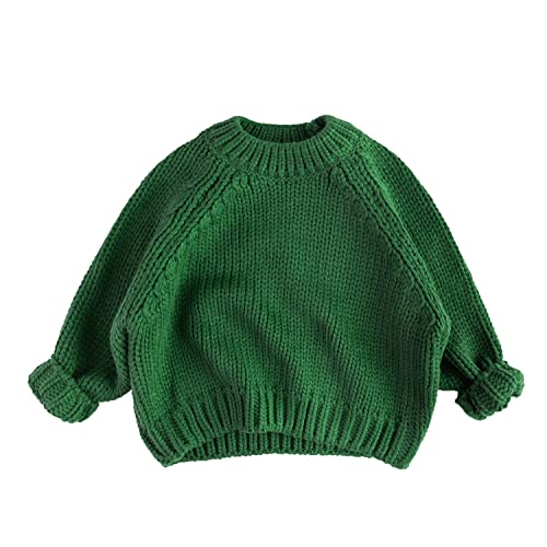 Volunboy Baby Jungen Mädchen Strickpullover Rundhals Sweater Winter Warme Pulli Langarm Oberteile(18-24 Monate,Grün,Größe 90) von Volunboy