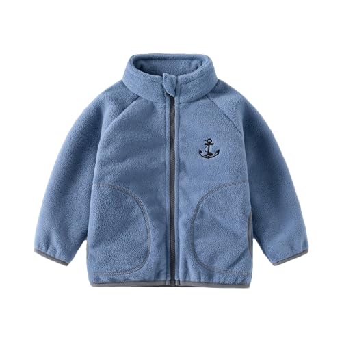 Volunboy Baby Jungen Polarfleece Jacken Durchgängigem Reißverschluss Pullover Fleecejacke Wintermantel mit Taschen(Denim Blau,2-3 Jahre,Größe 100) von Volunboy