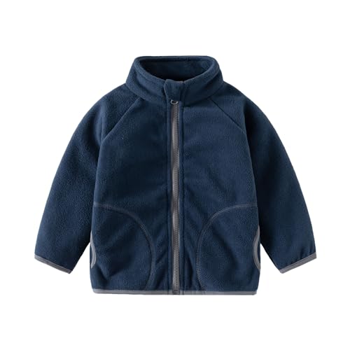 Volunboy Baby Jungen Polarfleece Jacken Durchgängigem Reißverschluss Pullover Fleecejacke Wintermantel mit Taschen(Marine Blau,2-3 Jahre,Größe 100) von Volunboy