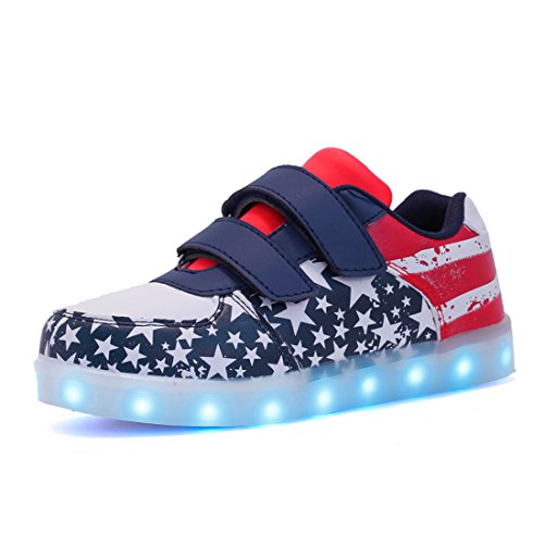 Voovix Unisex-Kinder Licht Schuhe mit Fernbedienung Led Leuchtende Blinkende Low-top Sneaker USB Aufladen Shoes für Mädchen und Jungen(Blau/X,EU28/CN28) von Voovix