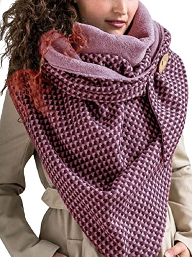 Voqenn Schal Damen Herren Dreiecksschal Winterschal Warme Dreieckstuch mit Knopf Deckenschal Poncho Herbstschal Baumwolle Soft Wrap Dreieck Groß Damenschal Halstücher Frauen Schals von Voqeen