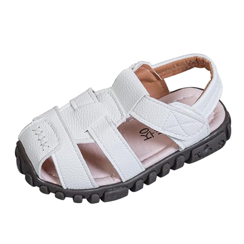 Vorgelen Kinder Geschlossene Sandalen Jungen Mädchen Leder Sandaletten Rutschfest Sommer Schuhe Weiche Sohle Sandalen Outdoor Trekkingsandalen Weiß 23 EU = 24 CN von Vorgelen