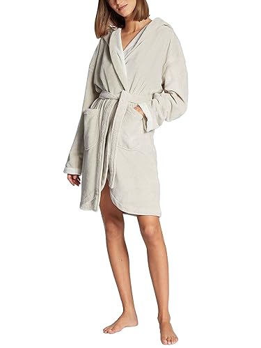 Vossen Bademäntel Damen Kurzmantel mit Kapuze Runa stone/ivory - 0002 XL von Vossen