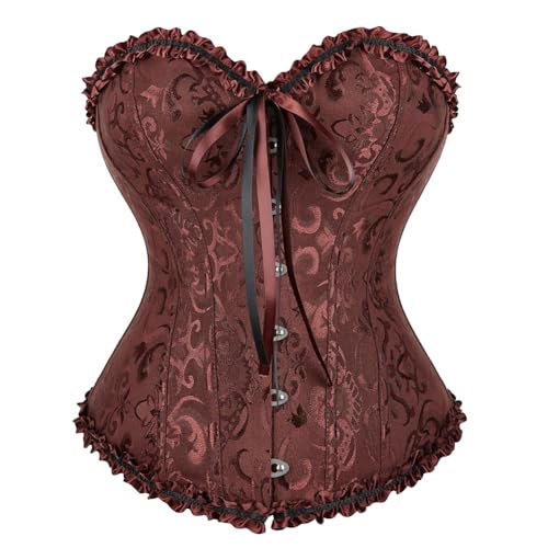 Vrapo Korsett Damen - Bustier Corset Top für Frauen - Vollbrust Corsage Schnürkorsett Taillenformer Dessous - Schwarz - Größe L von Vrapo