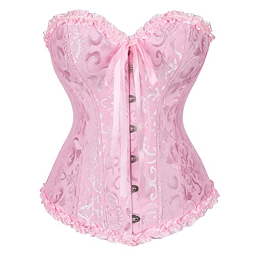 Vrapo Korsett Damen - Bustier Corset Top für Frauen - Vollbrust Corsage Schnürkorsett Taillenformer Dessous - Schwarz - Größe XL von Vrapo