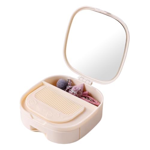 Tragbare Make-up-Spiegel mit Aufbewahrung, Kosmetikspiegel für Reisen, Make-up-Spiegel mit Aufbewahrungstasche, Exquisite Kosmetik-Aufbewahrungsbox für Mutter, kompakter Spiegel, Cream Colored, Tragbare Make-up-Spiegel mit Aufbewahrung, Kosmetikspiegel für Reisen, Make-up-Spiegel mit Aufbewahrungstasche, Exquisite Kosmetik-Aufbewahrungsbox für Mutter, kompakter Spiegel, Cream Colored, von Vriusi