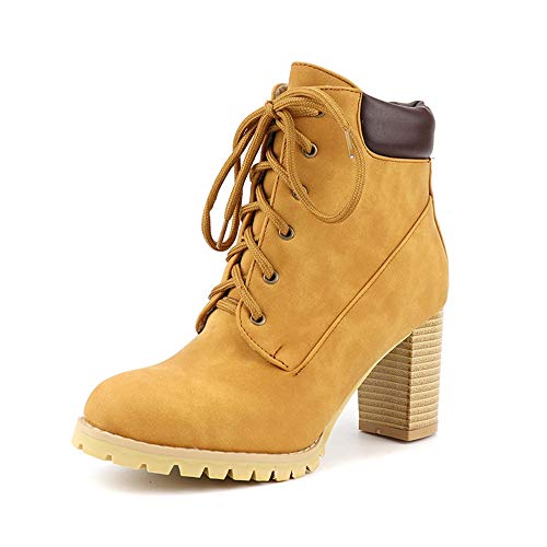 Vrupons Damen-Schnürstiefeletten mit klobigem Absatz (Khaki, 37 EU) von Vrupons