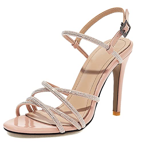 Vrupons Damen Schuhe Offene Zehen High Heels Stiletto Sandalen(Rosa,34) von Vrupons