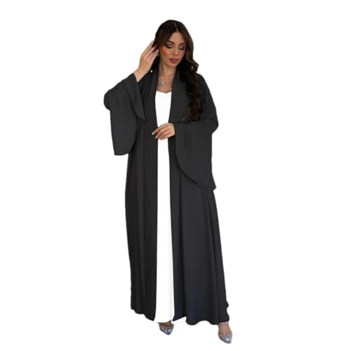 Vsadsau Muslimischer offener Kimono Abaya für Damen, Rüschenärmel, lang, marokkanischer Kaftan, Dubai, Golf, Abaya-Bademantel, Schwarze Abaya, L Vsadsau Muslimischer offener Kimono Abaya für Damen, Rüschenärmel, lang, marokkanischer Kaftan, Dubai, Golf, Abaya-Bademantel, Schwarze Abaya, L von Vsadsau