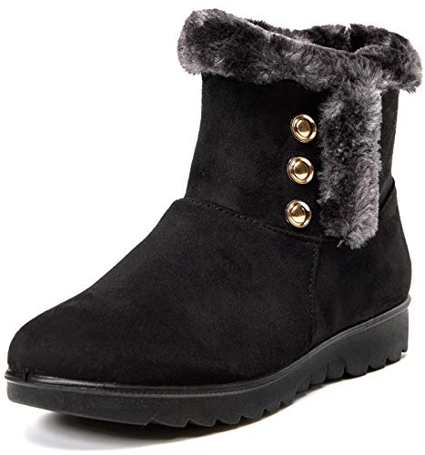 Vunavueya Damen Winterstiefel Warm gefütterte Winter Schlupfstiefel Kurzschaft Stiefel Winterschuhe Schneestiefel Boots Schuhe Schwarz -D 37 EU/240CN von Vunavueya