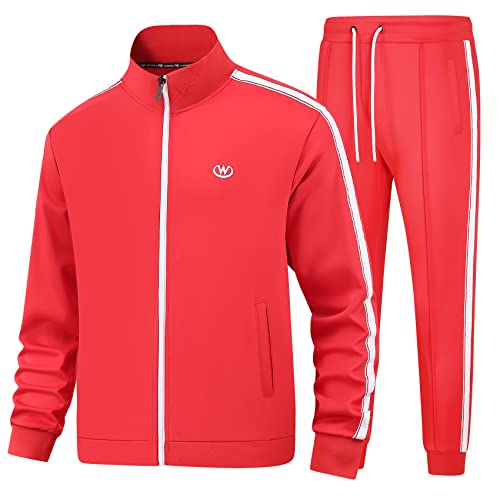 W JIANWANG Herren Jogginganzug Trainingsanzug Sportanzug Fußball Sporthose für Gym Tracksuit Atmungsaktiv Hausanzug JW-3605-XXL von W JIANWANG