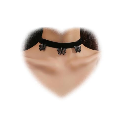 W WEILIRIAN Punk Samt Choker Halskette Schmetterling Anhänger Halskette Schwarz Samt Halskette Schmetterling Baumkette Choker Kurze Wildleder Kordel Kette Schmuck für Frauen und Mädchen Geschenke von W WEILIRIAN