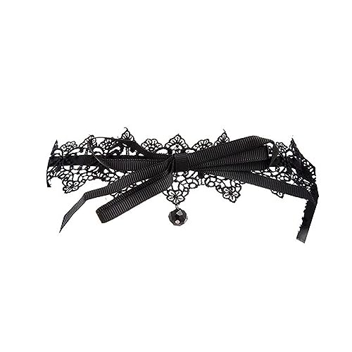 W WEILIRIAN Schwarze Spitze Choker Halskette für Frauen Runde Perlen Anhänger Halskette Schwarze Schleife Halskette Spitze Blumen Choker Halskette Cosplay Party Halskette Schmuck für Mädchen Geschenke von W WEILIRIAN