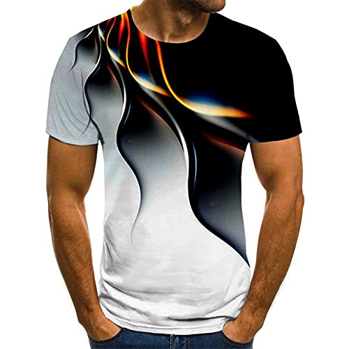 Herren 3D Bedrucktes T-Shirt Personalisiertes Blitz-T-Shirt KurzäRmliges LäSsiges T-Shirt Neues Sommermode-T-Shirt von WAEKQIANG