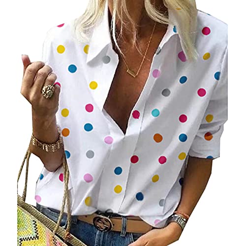 Neue Polka Dot Bluse Frauen Umlegekragen Langarm Shirts Kleidung Streetwear Bluse Frauen von WAEKQIANG