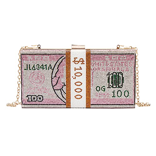 Strass Geld Clutch Geldbörse Glänzende Umhängetasche Abend Umhängetasche Glitzer Funkelnde Dollar Handtasche Für Frauen Mädchen Zuhause Reisen Outdoor,5 von WAGLOS