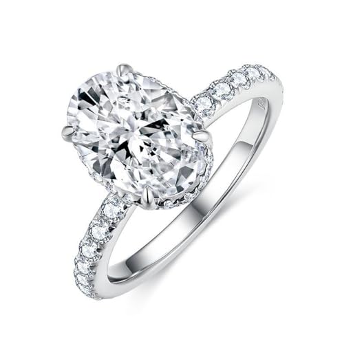 2,5 Karat Oval Cut Moissanit Ringe für Frauen D Farbe VVS1 Moissanit Eheringe S925 Sterling Silber Diamant Verlobungsringe mit Zertifikat (8) von WAHZAUS