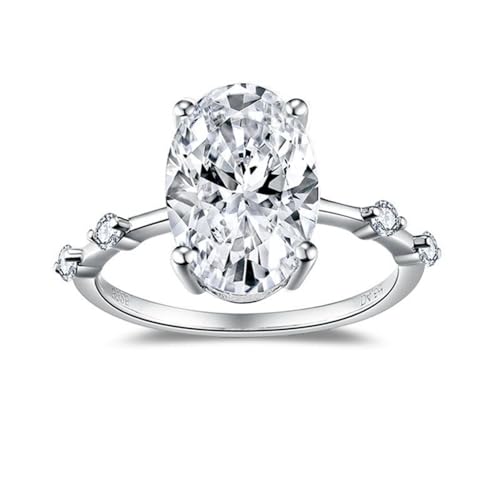 4,5 Karat Moissanit Ehering für Frauen Oval Cut D Farbe VVS1 Moissanit Ringe 925 Sterling Silber Diamant Verlobungsringe mit Zertifikat (6) von WAHZAUS