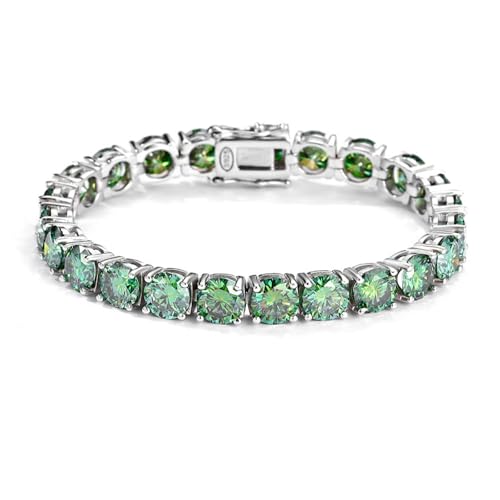 WAHZAUS 1 Karat Moissanite Tennis Armband D Farbe VVS1 Grüner Diamant Armband S925 Sterling Silber Moissanite Armbänder für Frauen Männer mit Zertifikat 6-9 Zoll (6 Zoll) von WAHZAUS