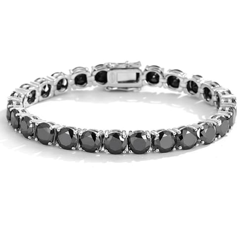 WAHZAUS 3-6,5 mm Moissanite Tennis-Armband 6-9 Zoll D Farbe Runde Cut Black Diamond Armband Sterling Silber Armreif Armbänder Moissanite Armbänder für Frauen Männer mit Zertifikat (3mm 9 inch) von WAHZAUS