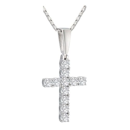 WAHZAUS Kreuz Moissanite Halskette für Herren D Farbe VVS1 Moissanit Anhänger Halskette Hip Hop Diamant Halskette mit Zertifikat (weiß), Stein, Lac Lac Stone von WAHZAUS