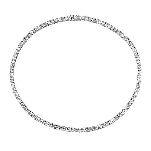 WAHZAUS Moissanit-Tennis-Halskette, 5 mm, Farbe D, VVS1, Diamant-Halskette, 925er Sterlingsilber, Moissanit-Halskette für Männer und Frauen, mit Zertifikat, 38,1–61 cm, Stein von WAHZAUS