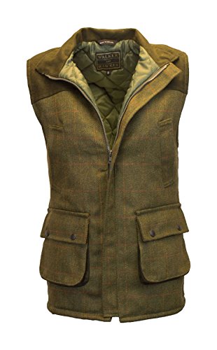 WALKER AND HAWKES Herren Country-Weste aus Tweed mit verstärkten Schultern - für die Jagd geeignet - Dunkles Salbeigrün - Größe 2XL (46"-48") von WALKER AND HAWKES