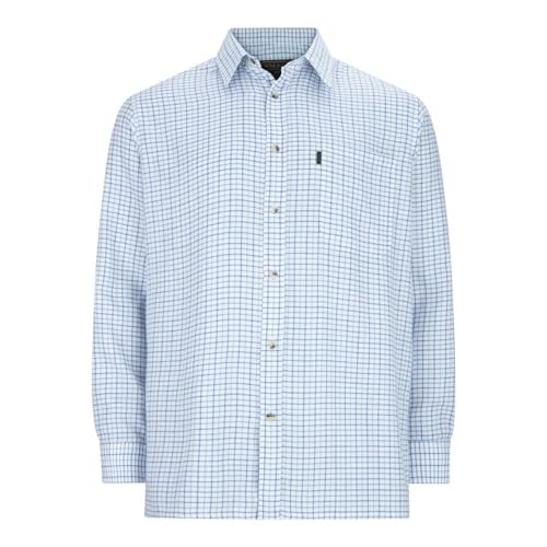 Walker and Hawkes Herren Langarmshirt im Country-Stil - mit Baumwollanteil - pflegeleicht - kariert - Blau - XL (44'') von WALKER AND HAWKES