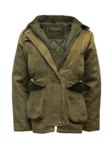 WALKER AND HAWKES Tweed Jacke Derby Damen Light sage 40 von WALKER AND HAWKES