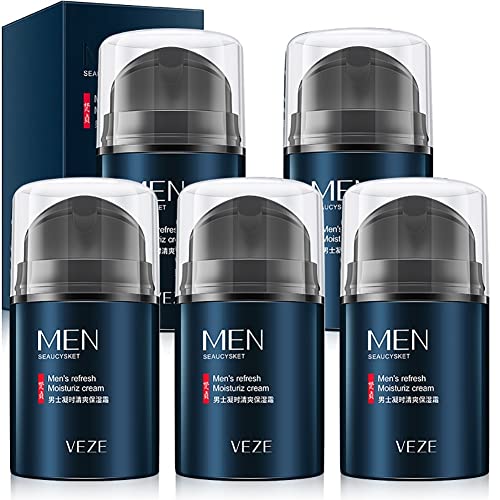 All-In-One-Gesichtscreme für Männer, Feuchtigkeitscreme für Anti-Falten-Kontrollöl, Gesichtscreme Lotion Herrenpflege (5 PACK) von WALLDOR