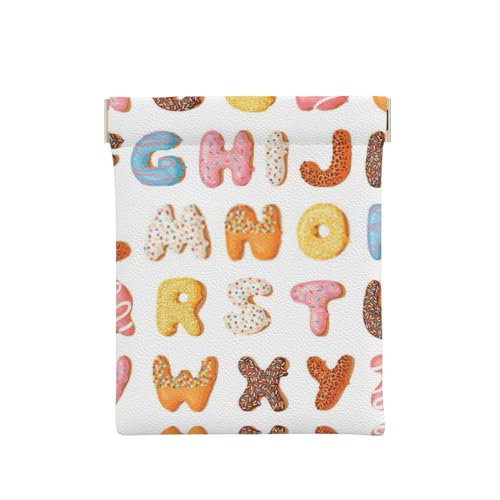 Münztasche, Münztasche, Münzfach, Münzfach, Münzfach, Münzfach, Münzfach, Münzfach, Münzgeldbörse für Männer und Frauen, Weiß, Pinks Word Cartoon Donut, Einheitsgröße, Münztasche von WANGHAHA