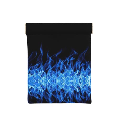 Münztasche aus Leder, mit Reißverschluss, Münzfach, Kleingeldhalter, Münzgeldbörse für Männer und Frauen, Blau, Blaue Flamme, Einheitsgröße, Münztasche von WANGHAHA