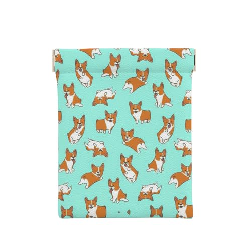 Münztasche aus Leder mit Kuh-Punkt-Druck, Münzfach, Münzfach, Münzfach für Männer und Frauen, Corgi Cute Dog, Einheitsgröße, Münztasche von WANGHAHA