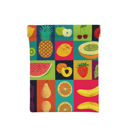 Münztasche aus Leder mit Reißverschluss, Herbst-Camoflauge-Druck, Münzfach, Münzfach, Münzgeldbörse für Männer und Frauen, Art Style Fruit, Einheitsgröße, Münztasche von WANGHAHA