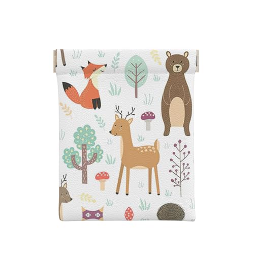 Münztasche aus Leder mit Reißverschluss, Herbst-Camoflauge-Druck, Münzfach, Münzfach, Münzgeldbörse für Männer und Frauen, Tiere, Einheitsgröße, Münztasche von WANGHAHA